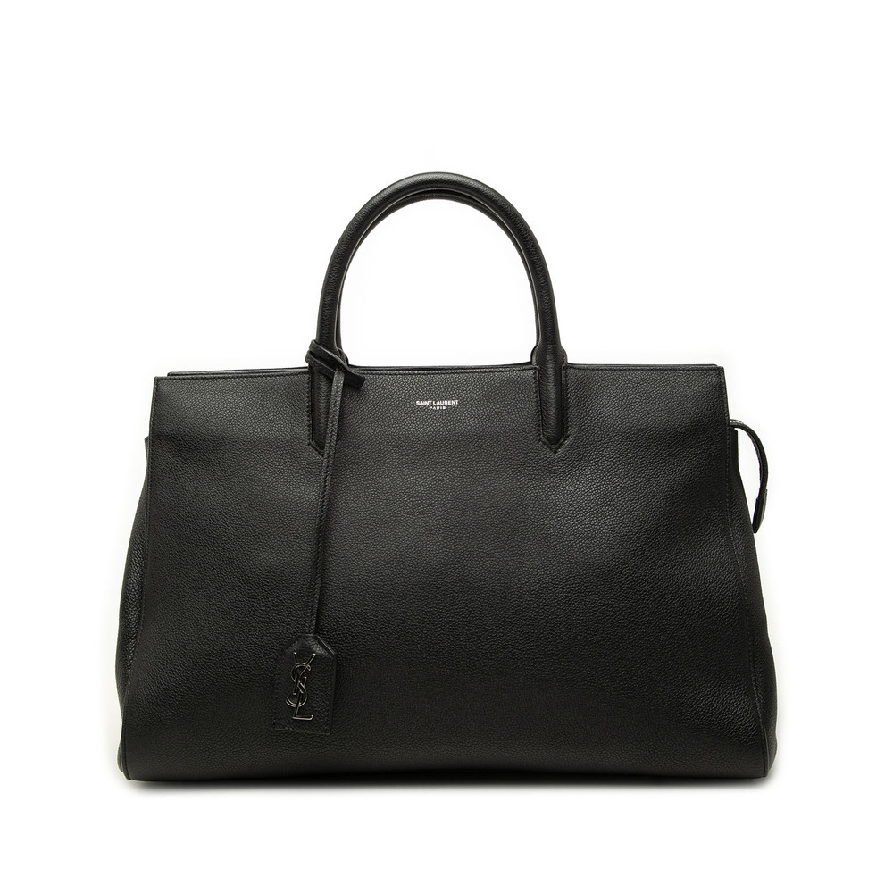 Pre-Loved Saint Laurent Medium Grained Calfskin Cabas Rive Gauche Satchel